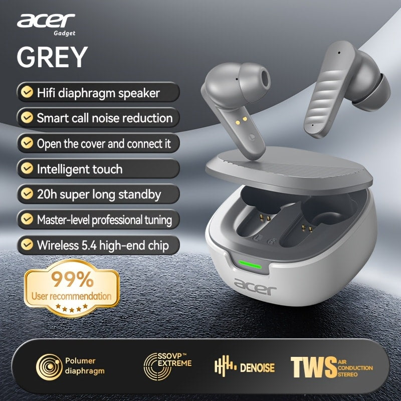 True Wireless Earbuds Acer OHR503 Bluetooth 5.4 In-Ear Set with Touch Controls, Call Noise Reduction and Charging Case