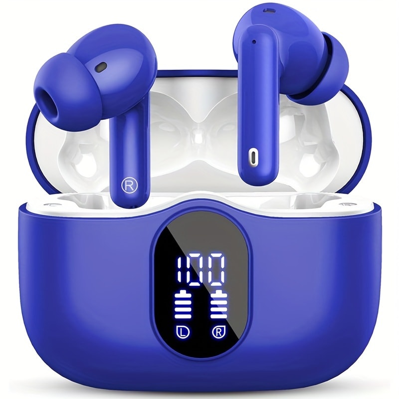 Bluetooth 5.3 Wireless Earbuds with LED Battery Display Case, Type-C Charging and 13 Color Options
