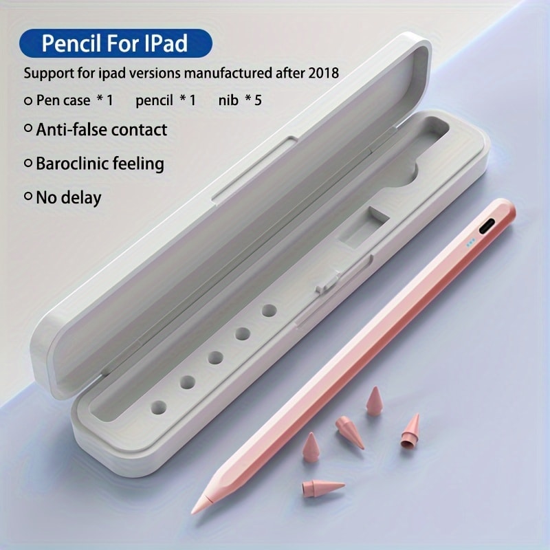 Rechargeable Stylus Pen for Listed 2018–2024 iPad Models with Magnetic Storage, Tilt Response and Four Color Bundles