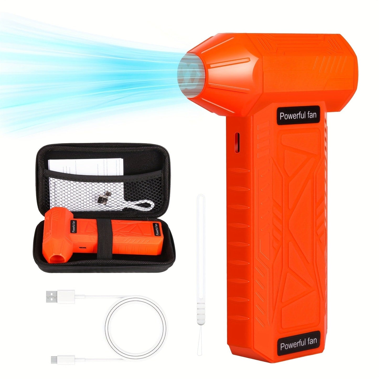 130000 RPM USB Turbo Fan Cleaner, Portable Handheld Electric Air Blower for Car Detailing, Dust Removal
