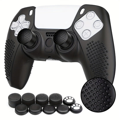 PS5 Controller Silicone Cover with 10 Thumb Grip Caps – Protective Case & Grip Accessories Set for PS5 DualSense Controller