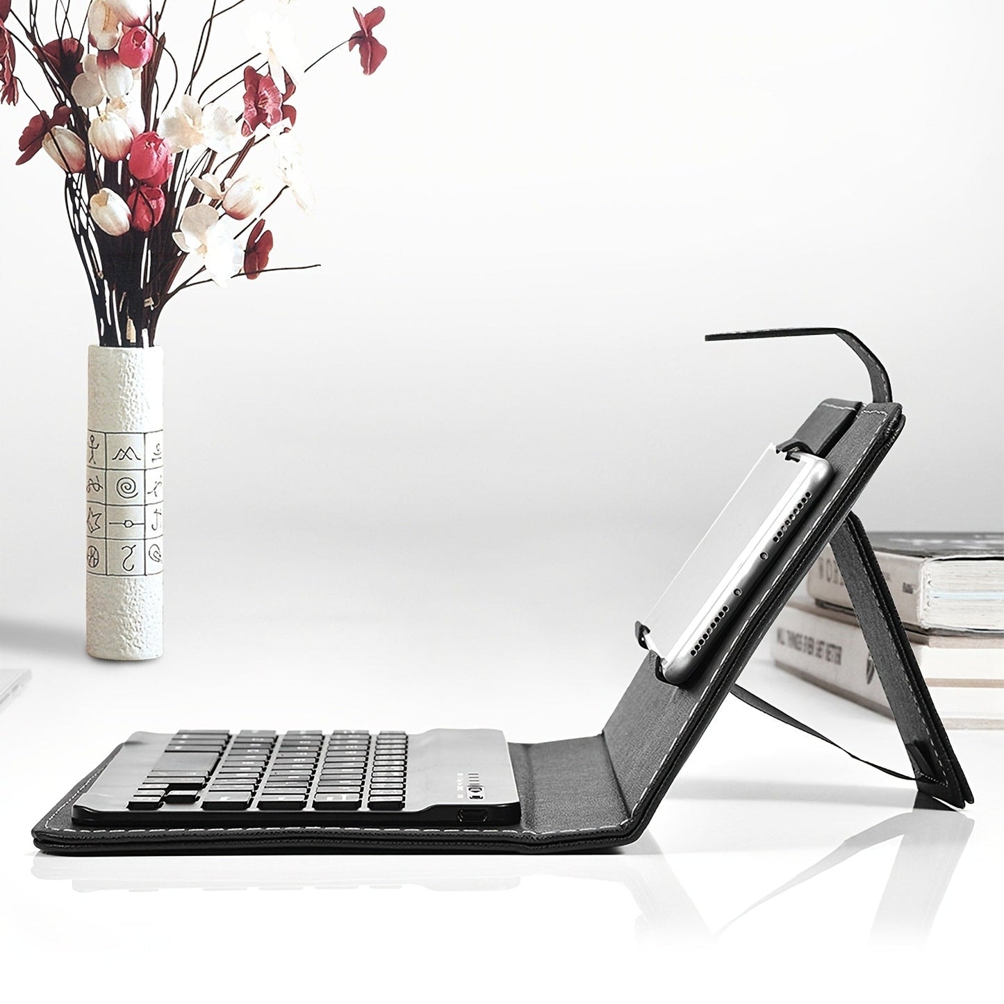 Collapsible Bluetooth Keyboard with Built-In Phone Stand, Wireless Portable Keyboard for Smartphones Tablets Laptops