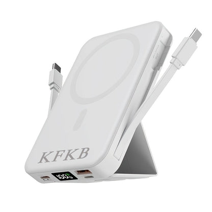 Magnetic Power Bank 10000mAh USB-C Fast Charging, Built-in Cable, Charges 5 Devices & Laptops Simultaneously