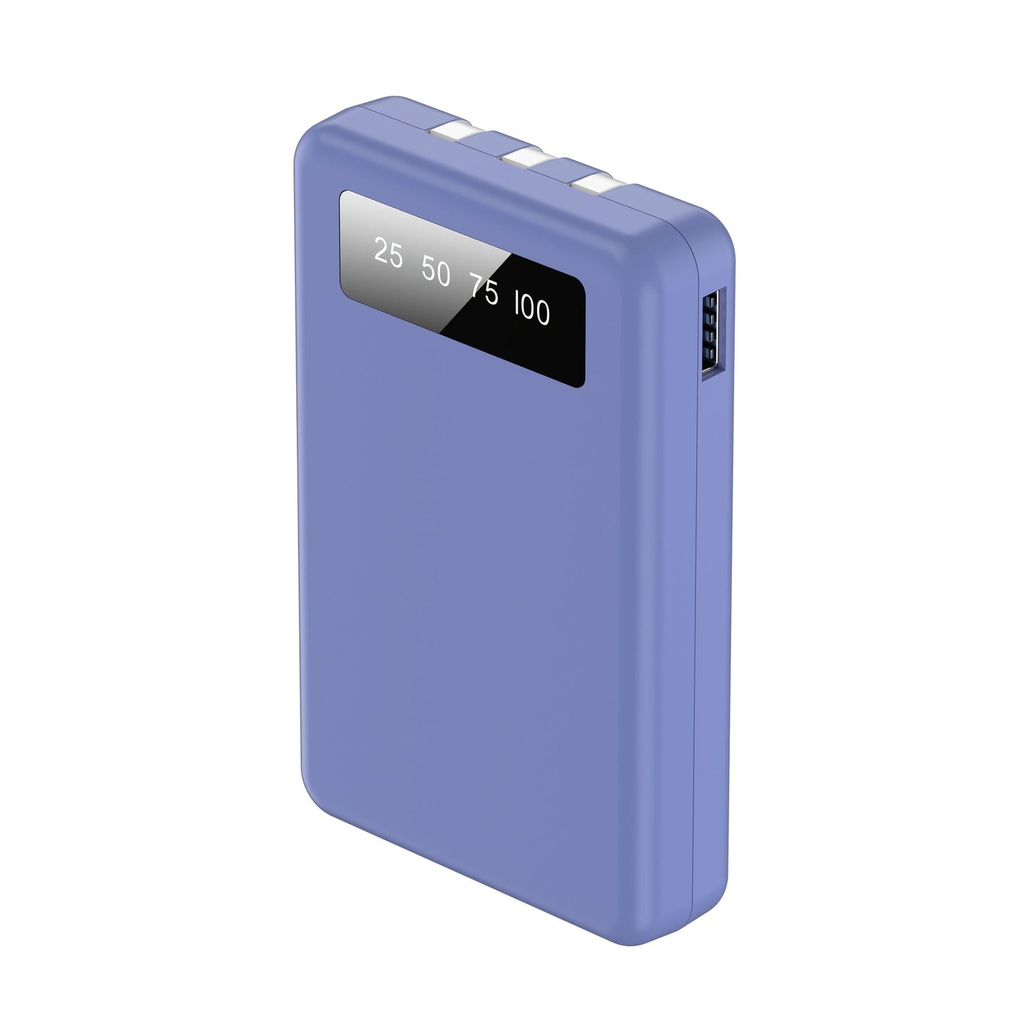 Power Bank Slim 5000mAh or 10000mAh with Built-In USB-C Cable, Four-Device Layout and LED Display
