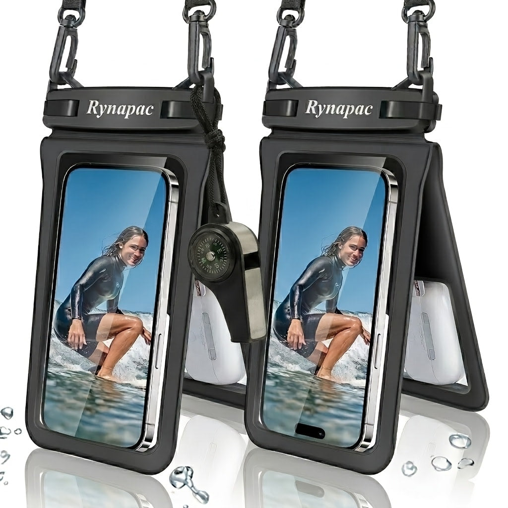 RYNAPC 2-Pack Phone Pouch with Lanyard IPX8 Dry Bag for iPhone 16 15 14 Pro Max 6.7 Inch for Camping, Travel and Outdoor Use