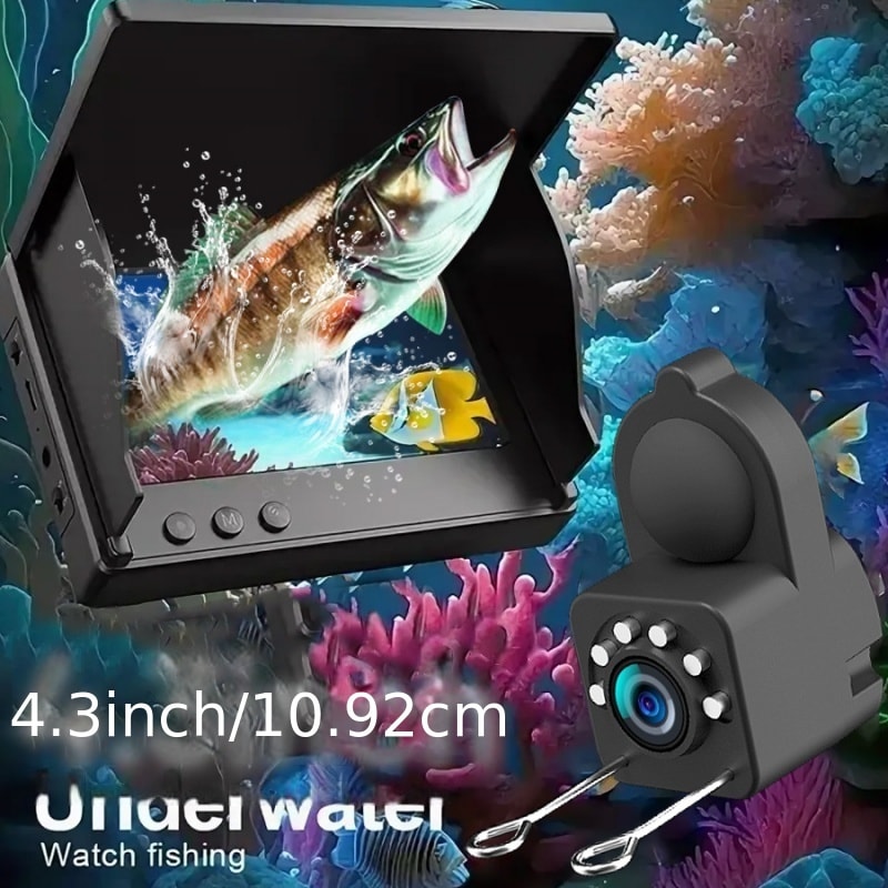 Underwater Fishing Camera 4.3-Inch HD Display with Night Vision & Triple Light Shielding, Portable Fish Finder with Bait Monitor