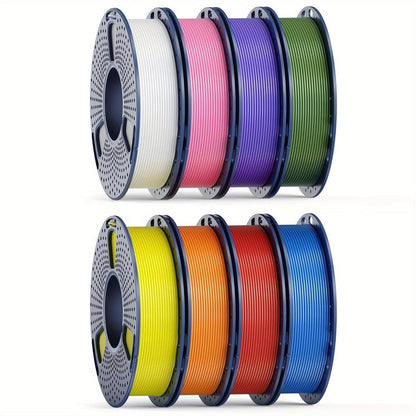 PLA Filament 8-Color Bundle 8x250g 1.75mm High Toughness – Vacuum Packed 3D Printer Filament Set 2kg | White Red Orange Yellow Green Blue