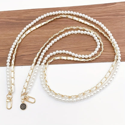 Pearl Double Chain Phone Strap Crossbody Wristband Lanyard for Women Girls with the Listed Color, Size or Set Options for Everyday Carry