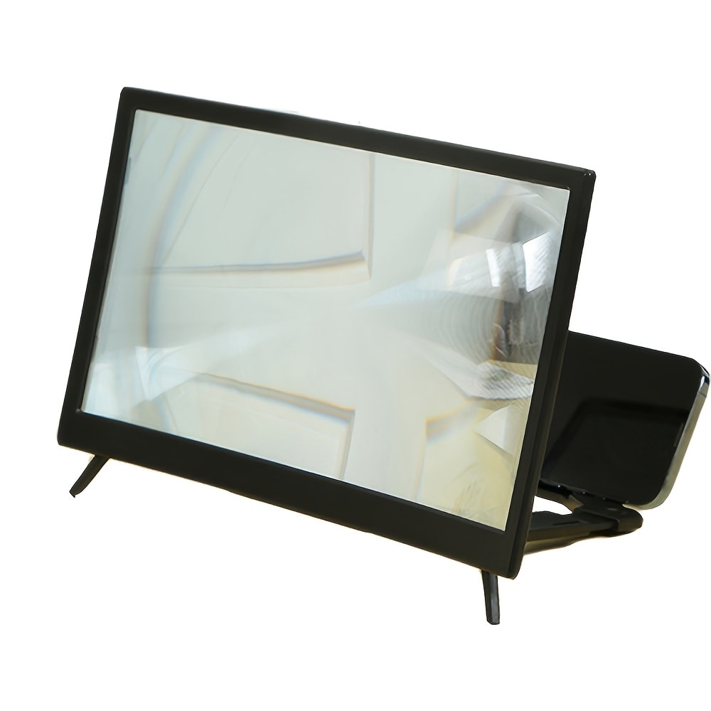 Screen Magnifier for Phone 12 Inch HD Curved Lens – 1:1 No-Distortion Enlarger, Foldable Portable Stand, Eye Protection for Movies Video
