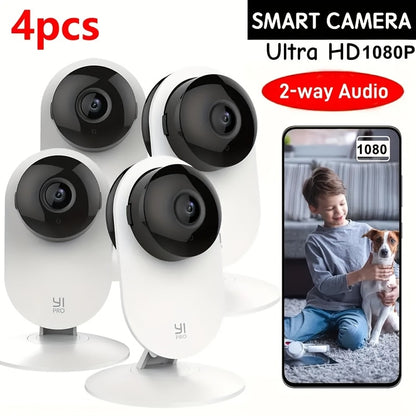 Security Camera 1080P Indoor Four-Pack with WiFi, Full-Color Night Vision, Two-Way Audio and Motion Alerts
