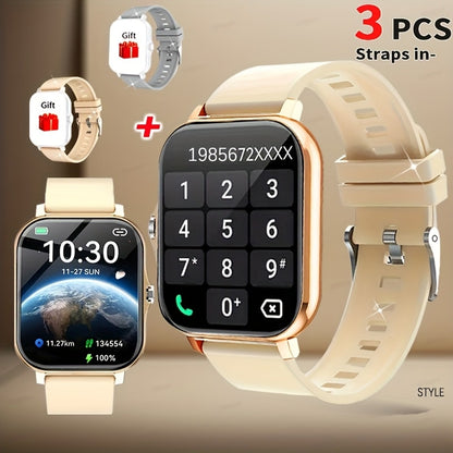 Smart Watch 1.83-Inch Full Touch Display with Wireless Calling, 180mAh Battery and Three-Strap Set