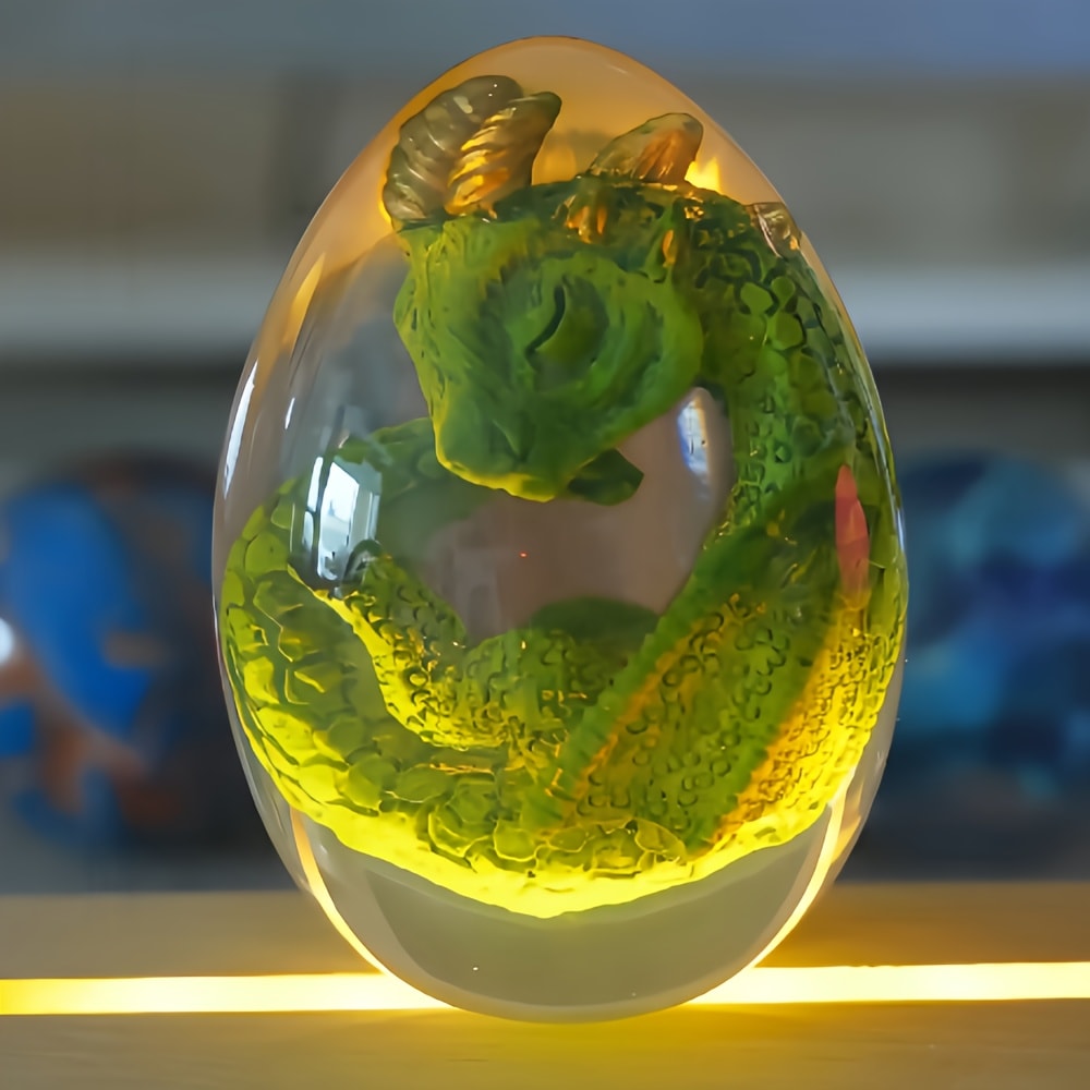 Dragon Egg Statue Transparent Resin Dragon Egg Figurine Dinosaur Souvenir Collectible Craft for Entryways, Bedrooms and Living Spaces