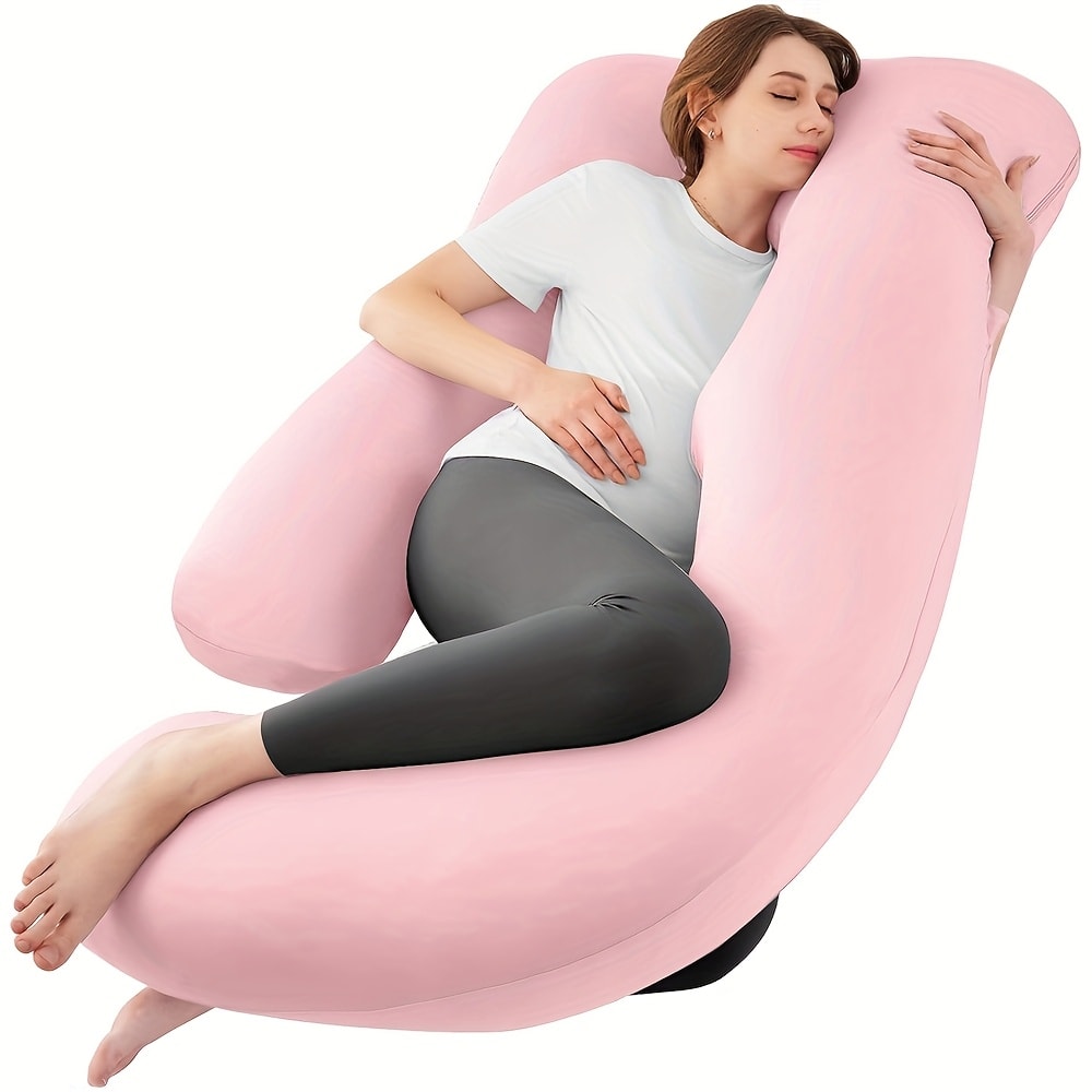 Pregnancy Pillow J-Shape 60 Inch Full Body Maternity Pillow with Velvet Cover for Entryways, Bedrooms and Living Spaces