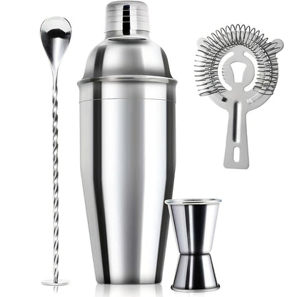 Bartender Set 10-Piece Stainless Steel Cocktail Shaker Bar Tool Kit with Bamboo Stand Home for Entryways, Bedrooms and Living Spaces
