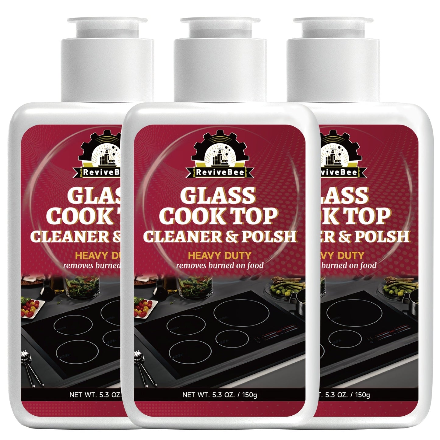 Ceramic Stove Cleaner Gel – Fast-Acting Stovetop Cleaner Removes Burnt-On Grease & Stains Without Scratching