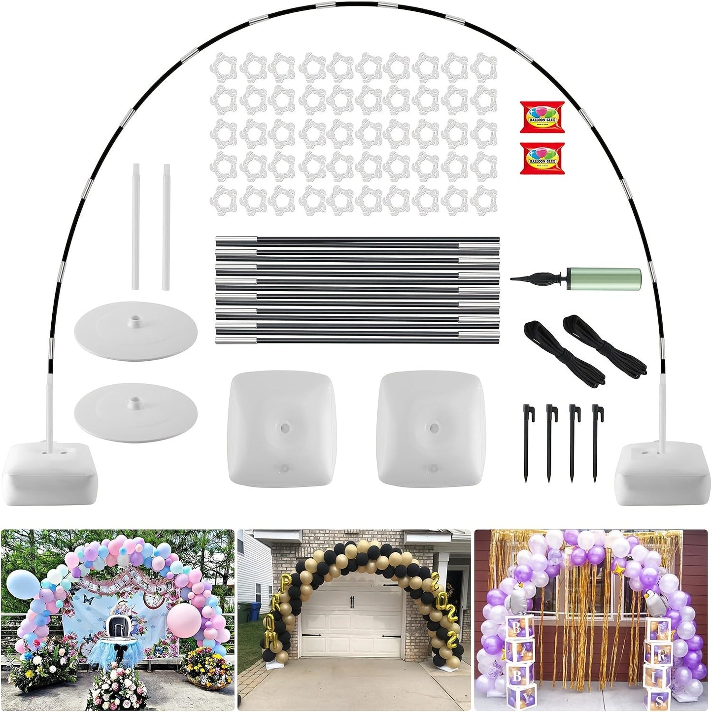 Balloon Arch Kit Stand Set with Water-Fillable Base, Adjustable 9FT Tall 10FT Wide Balloon Column Stand for Wedding Birthday Party Christmas