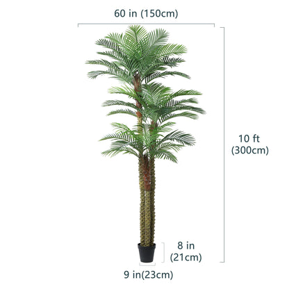 Artificial Palm Tree with Potted Base in 8 or 10 Foot Heights and Layered Golden Cane-Style Trunks