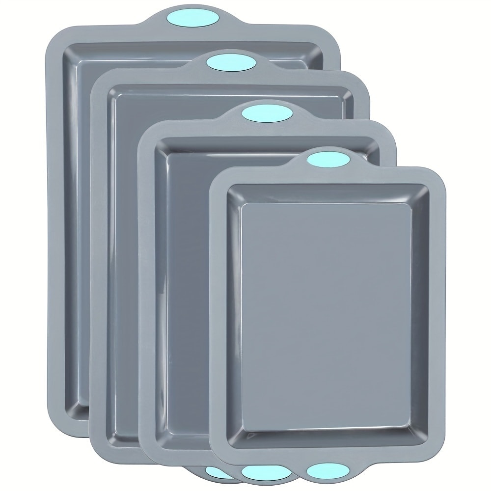 Silicone Baking Pans Set 4-Piece, Nonstick Bakeware with Metal Reinforced Frame, Includes Baking Sheet