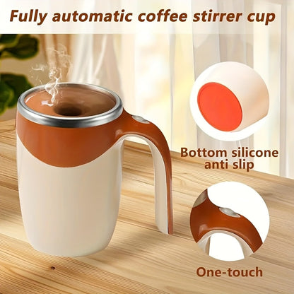 Self Stirring Coffee Mug with Magnetic Stirring Technology, 13.3oz Stainless Steel Travel Mug, No Battery Needed