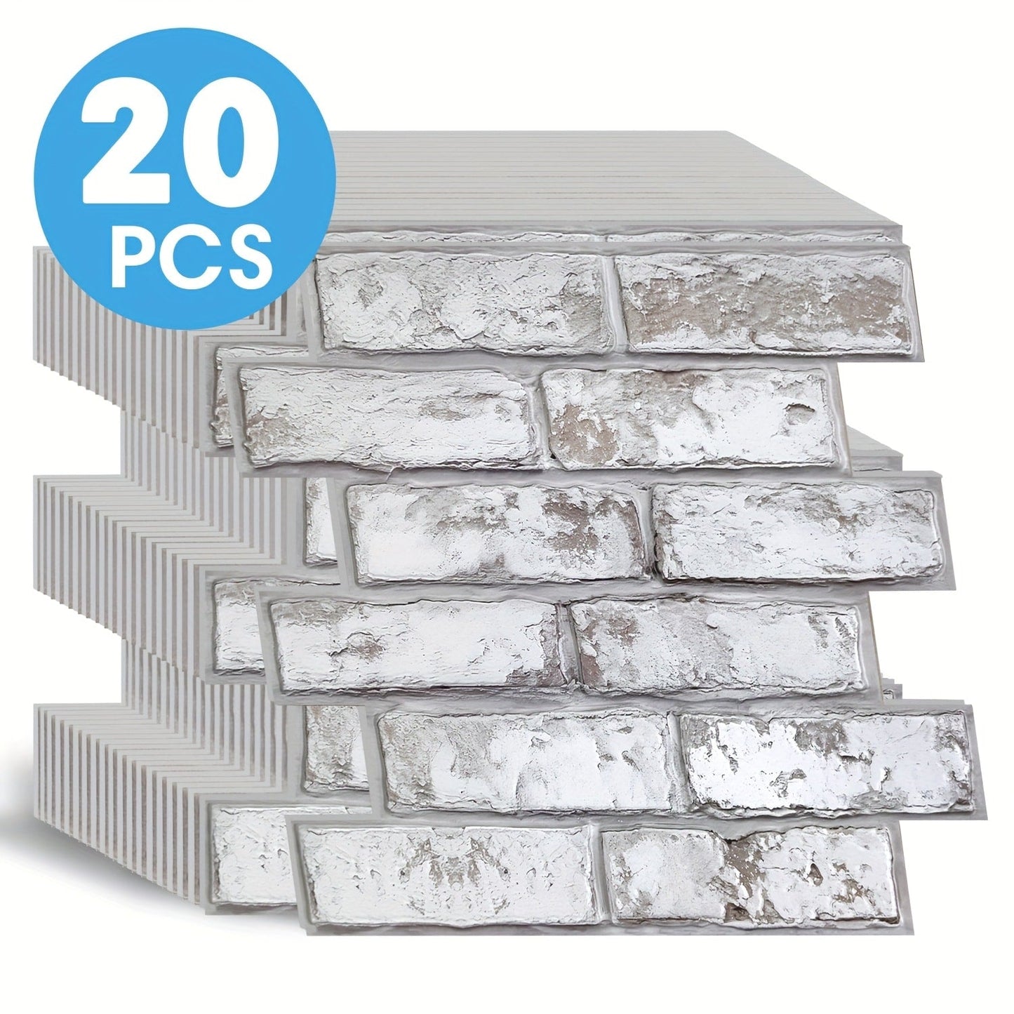 Peel and Stick Brick Wall Panels 3D Faux Brick Tiles 20 Sheets - Self-Adhesive PVC Realistic Texture