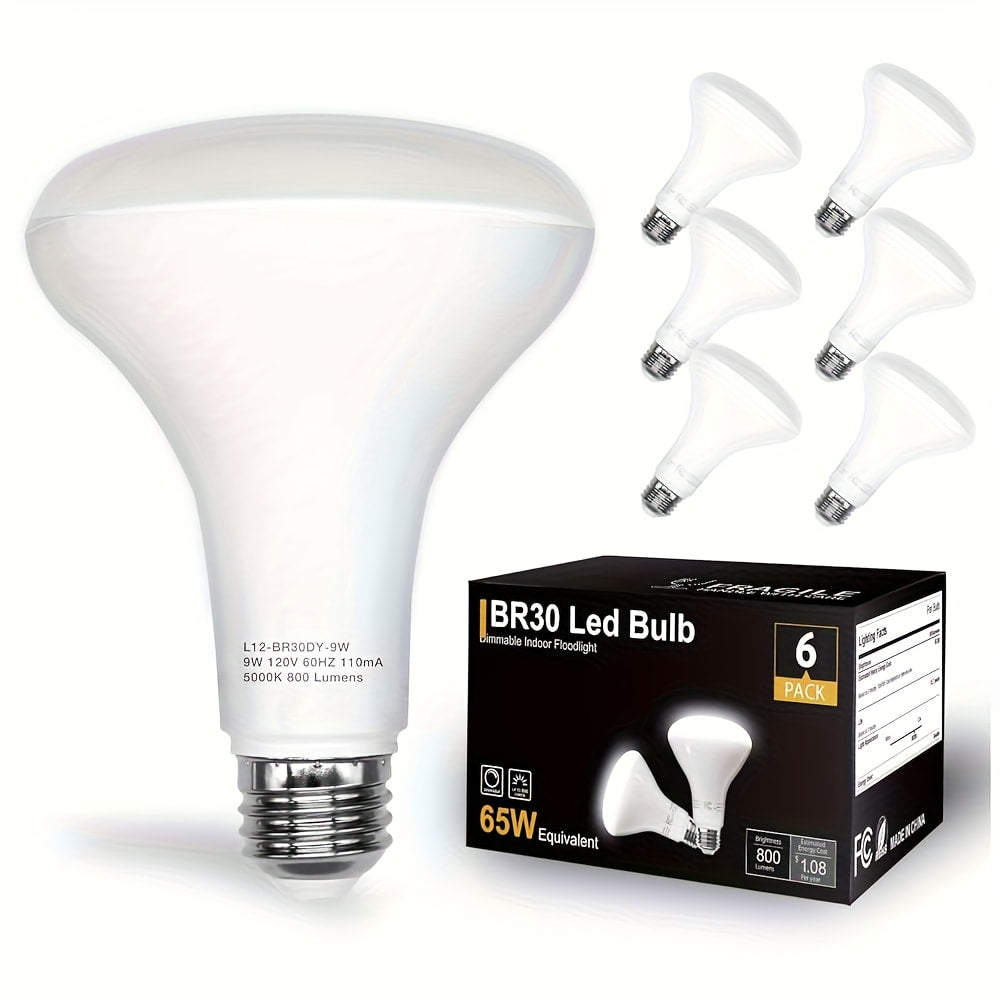 BR30 LED Flood Light Bulbs Dimmable 9W = 65W Equivalent 800 Lumens E26 Base CRI 80+ Recessed Light Bulbs for Ceiling Kitchen