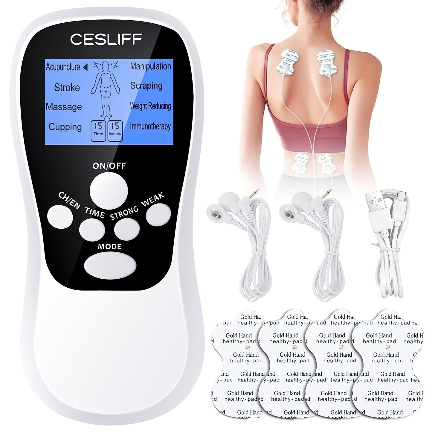 TENS Unit Stimulator for Pain Digital EMS Therapy Device for Back Neck Hip Nerve Pain for Entryways, Bedrooms and Living Spaces