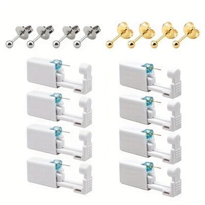 Ear Piercing Kit, 8 PCS Disposable Self Piercing Gun with 316 Stainless Steel Earrings for Entryways, Bedrooms and Living Spaces
