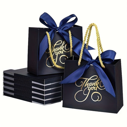 Gift Bag Set Small Thank You Print, 50 Handle Bags in Pink, Green, White, Red or Blue, 5.5 x 2.4 x 4.7 Inches