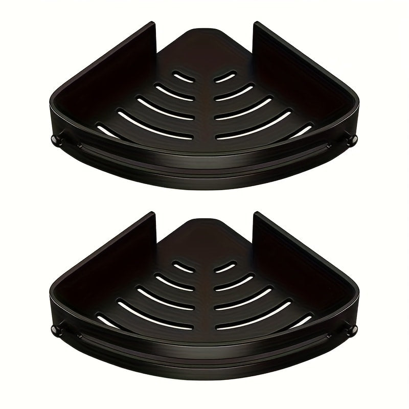 Corner Shower Shelf 2-Layer Nail-Free Bathroom Caddy, No Drill Plastic Shampoo Holder & Organizer for Shower