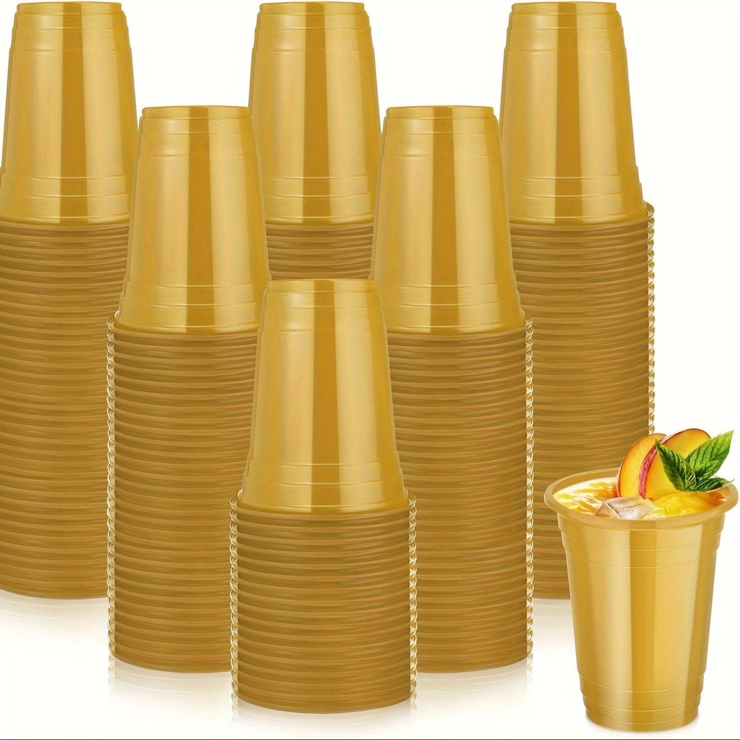 160-Pack 16-Ounce Tapered Party Cups with Fill Lines in Black, Red, Pink or Golden Color Options