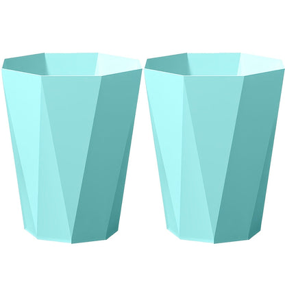 Trash Can 2 Pack Nordic Octagonal Wastebasket – Small Open Top Geometric Plastic Waste Bin with Brushed Finish for Bathroom