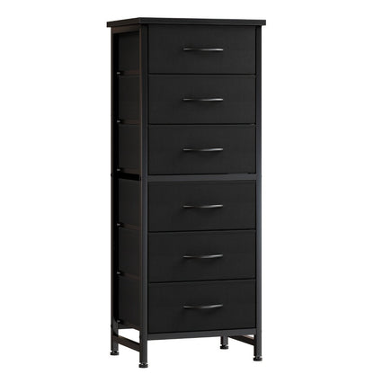 6 Drawer Fabric Dresser with Steel Frame Wooden Top – Storage Chest Organizer for Bedroom Closet Hallway Living Room