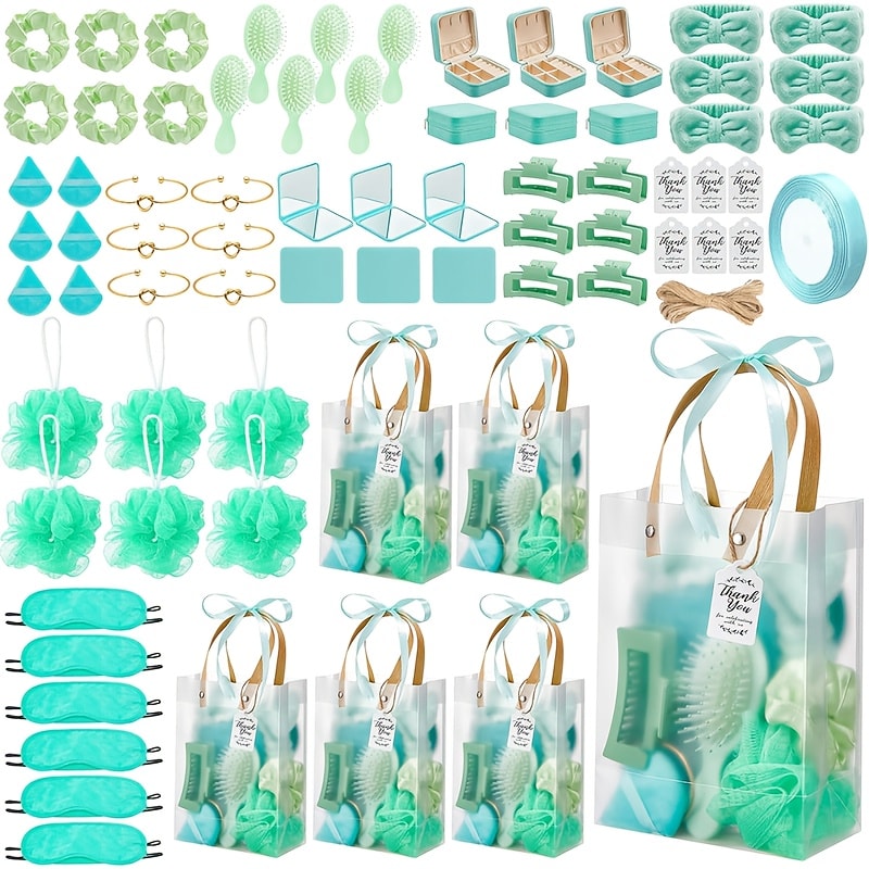 Party Favor Set for Women 74pcs, Wedding & Bridal Shower Gift Pack with Headbands, Bracelets, Jewelry Boxes