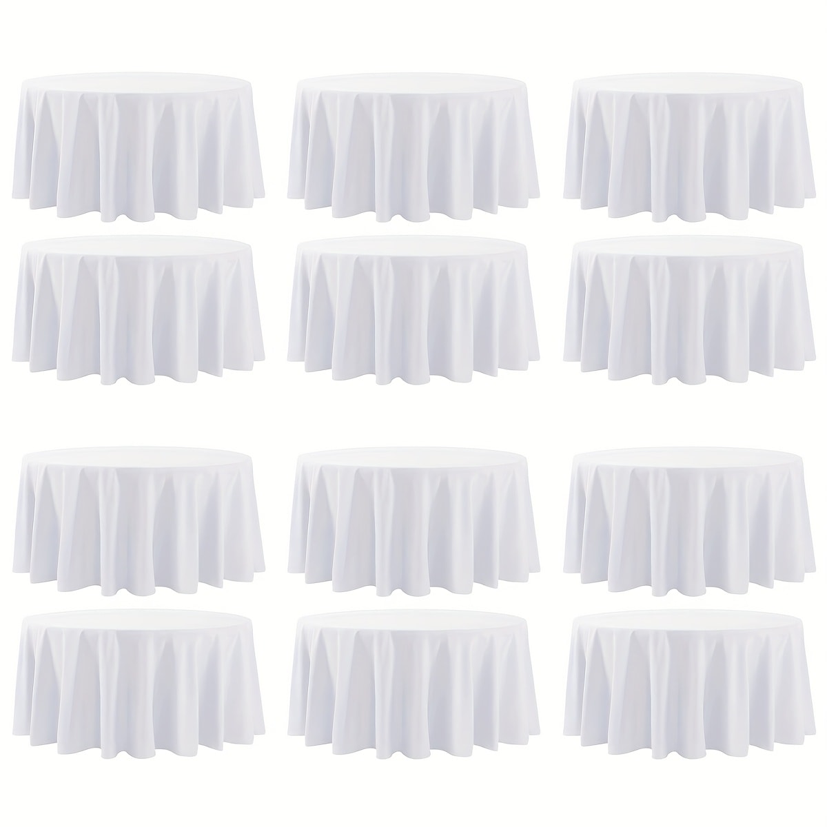 120 Inch Round Tablecloth Bulk Pack – Wrinkle-Free Table Cover for Wedding, Party, Christmas & Halloween, Black or White (6/12/18 Pack)