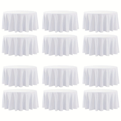 120 Inch Round Tablecloth Bulk Pack – Wrinkle-Free Table Cover for Wedding, Party, Christmas & Halloween, Black or White (6/12/18 Pack)