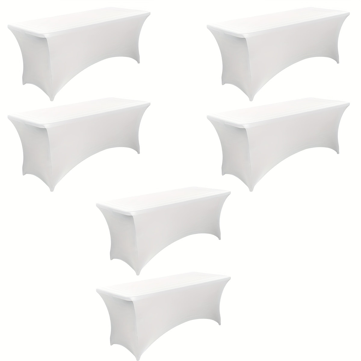 Tablecloth Fitted Stretch Cover Bulk Pack for 6-Foot Rectangle Tables in 6, 12 or 24 Pieces