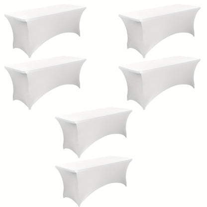Tablecloth Fitted Stretch Cover Bulk Pack for 6-Foot Rectangle Tables in 6, 12 or 24 Pieces