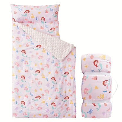 Kids Nap Mat Roll-Up Sleeping Mat for Daycare & Travel - 100% Polyester, Fun Prints for Entryways, Bedrooms and Living Spaces
