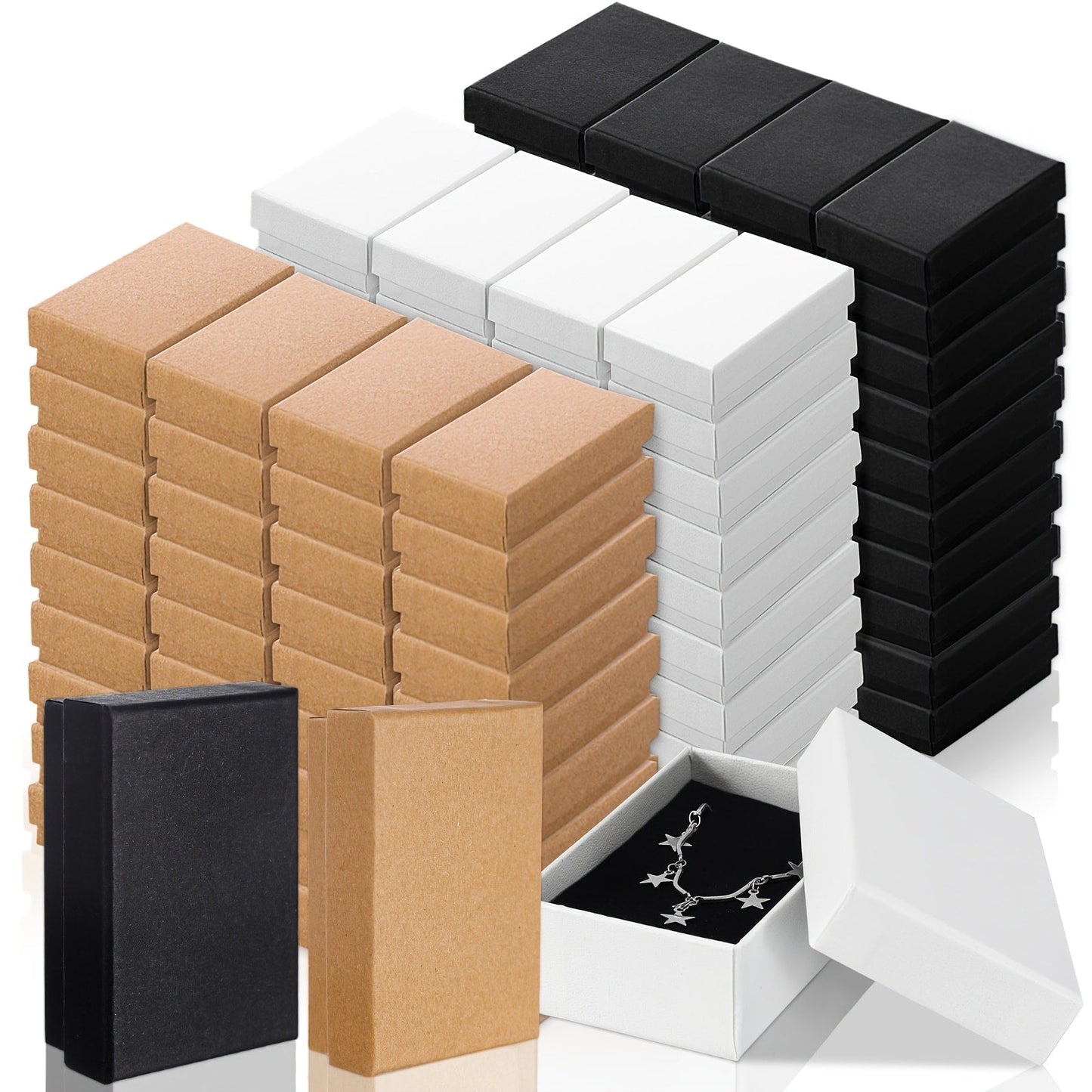 Jewelry Gift Boxes Bulk 100pcs Cardboard Paper Boxes for Necklace Earring Bracelet Ring for Entryways, Bedrooms and Living Spaces
