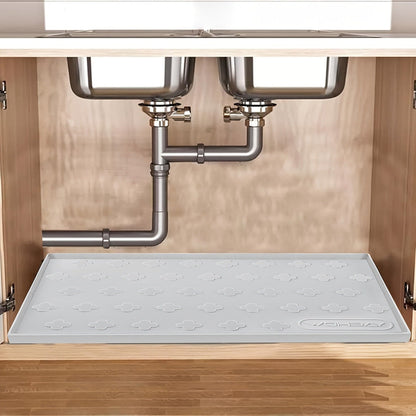 Silicone Under Sink Mat 34" x 22" Food Grade Cabinet Liner, Honeycomb Pattern Drip Tray for Kitchen Bathroom Cabinet Organizer