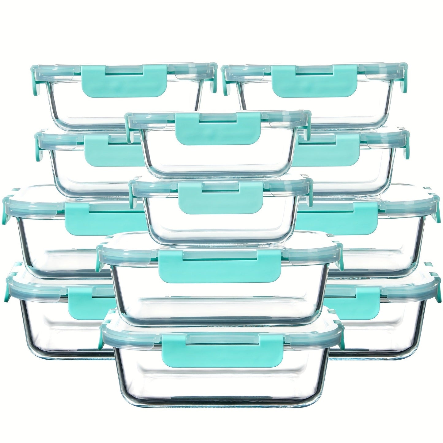Glass Food Storage Containers with Airtight Lids – Borosilicate Glass Meal Prep Containers Set, Microwave Dishwasher Freezer Safe
