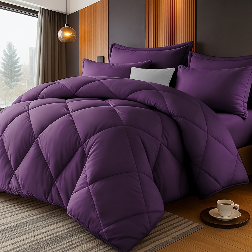 Comforter Set 2/3 Piece – Diamond Grid Quilted Down Alternative Comforter with Pillowcases, Soft Microfiber Breathable All Season Bedding