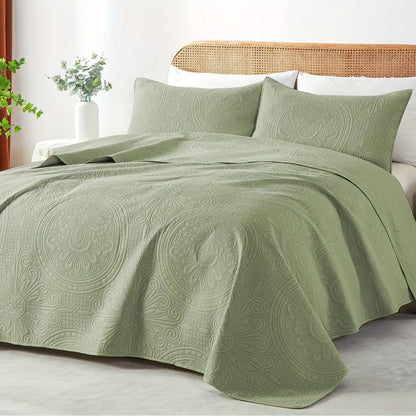 Quilt Set 2-3pcs – Lightweight Microfiber Bedspread Coin Pattern Coverlet All Seasons Twin Full Queen King Cal King
