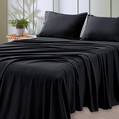 Bed Sheet Set Microfiber with Size-Dependent 3- or 4-Piece Contents, Four Bed Sizes and Eleven Colors