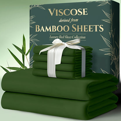 Bed Sheet Set Bamboo-Derived Fabric with Four Bed Sizes, specified Sheet Dimensions and Thirteen Colors
