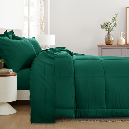 7 Piece Comforter Set Luxury Soft Fluffy Bedding All Season Bed in a Bag with Comforter Fitted Sheet Flat Sheet Pillowcases Hypoallergenic