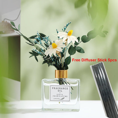 Reed Diffuser Set with Real Flowers - 4.05 oz 120ml Scented Home Fragrance Aromatherapy for Entryways, Bedrooms and Living Spaces