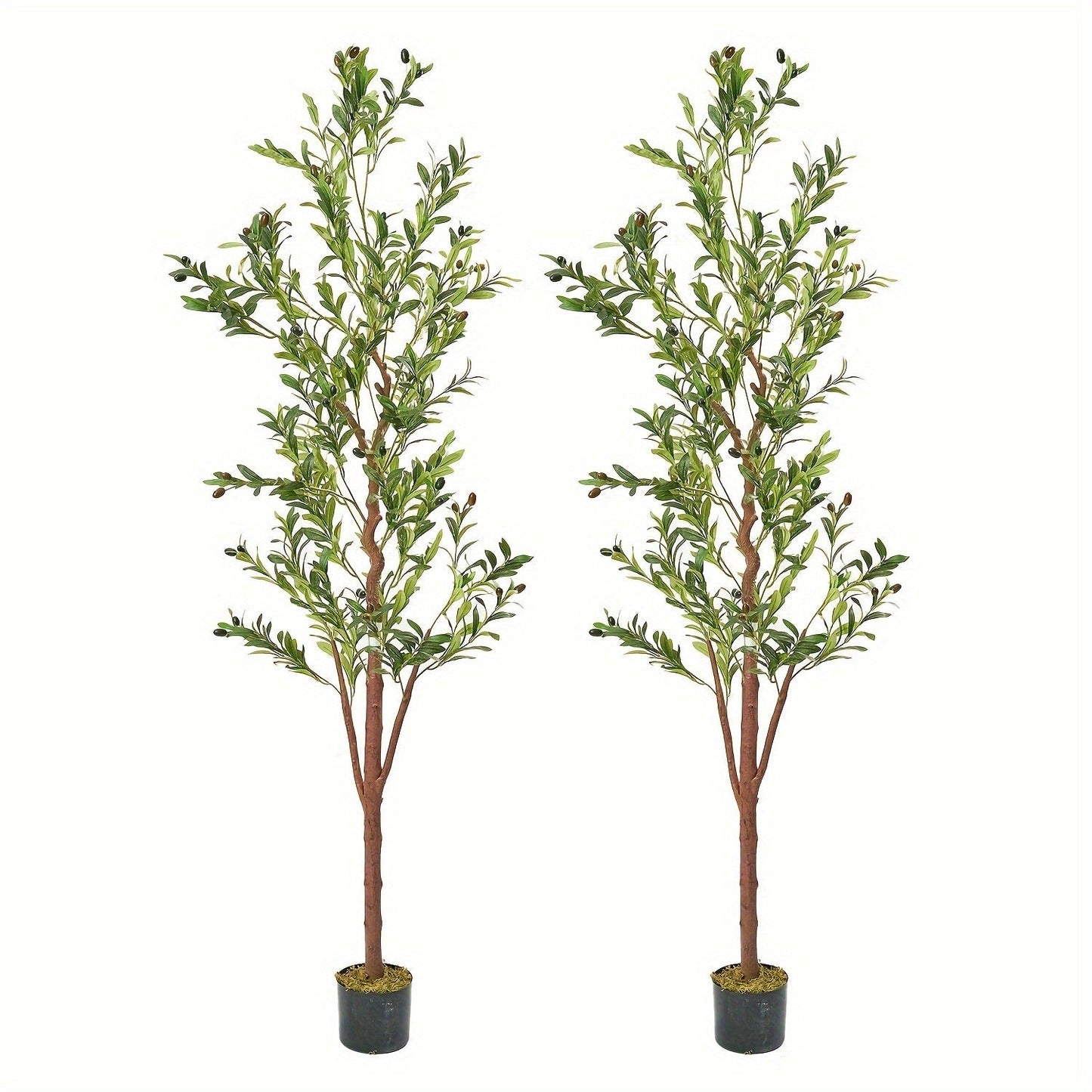 Artificial Olive Tree with Potted Trunk in 5, 6 or 7 Foot Heights and Single or Two-Piece Packs