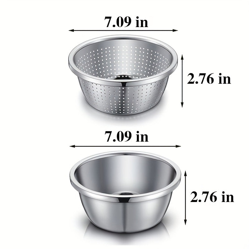 Stainless Steel Colander with Mixing Bowl Set 304 Food Grade Strainer Bowl for Washing for Home Cooking, Dining and Outdoor Meals