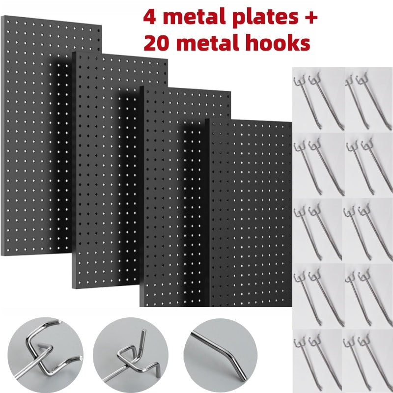 Pegboard Wall Organizer with Metal Hooks - Garage Tool Storage Board for Workshop Warehouse for Entryways, Bedrooms and Living Spaces